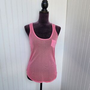 MODA International Tank Top Mesh  Racerback Athletic Mesh Pocket Women Pink Sz S